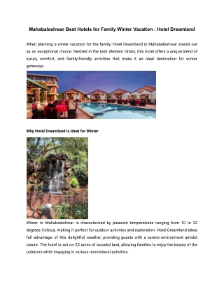 Mahabaleshwar Best Hotels for Family Winter Vacation _ Hotel Dreamland
