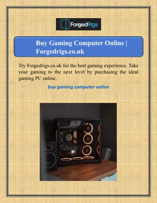 Buy Gaming Computer Online | Forgedrigs.co.uk