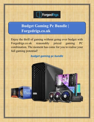 Budget Gaming Pc Bundle | Forgedrigs.co.uk