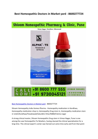 Best Homeopathic Doctors in Market yard