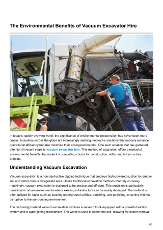 -The Environmental Benefits of Vacuum Excavator Hire