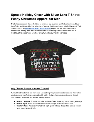 Spread Holiday Cheer with Silver Lake T-Shirts_ Funny Christmas Apparel for Men