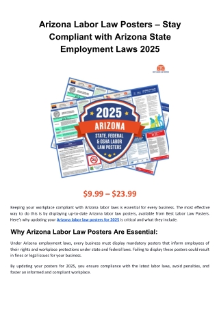 Arizona Labor Law Posters – OSHA, Minimum Wage, and More