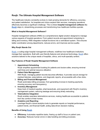 Roojh_ The Ultimate Hospital Management Software