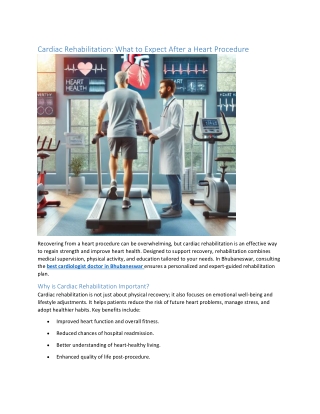 Cardiac Rehabilitation What to Expect After a Heart Procedure