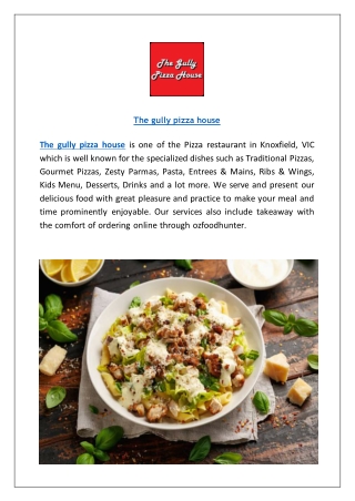15% off | The gully pizza house Menu Knoxfield