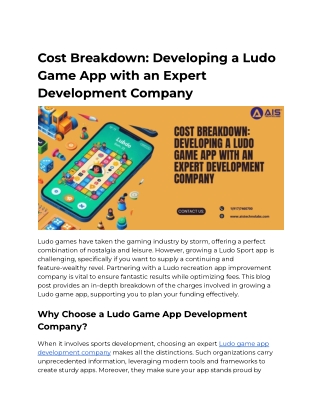 Cost Breakdown: Developing a Ludo Game App with an Expert Development Company