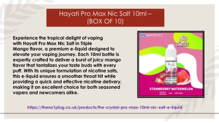 Hayati Pro Max Nic Salt 10ml - (BOX OF 10)