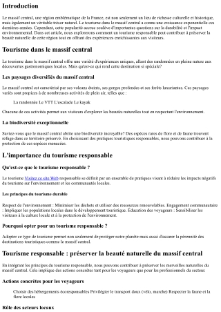 Tourisme responsable : préserver la beauté naturelle du massif central