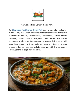 Chawpatee Food Corner Menu in Harris Park: Order Online Now