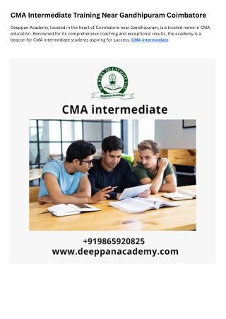 CMA Intermediate  CMA Intermediate Training near Gandhipuram CBE