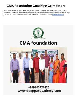 CMA Foundation  CMA Foundation Coaching in Coimbatore