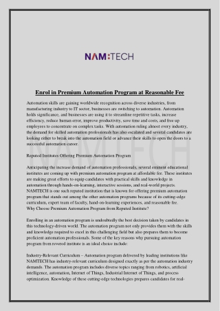 Enrol in Premium Automation Program at Reasonable Fee