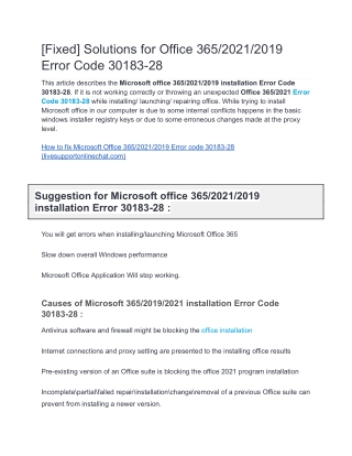 [Fixed] Solutions for Office 365/2021/2019 Error Code 30183-28