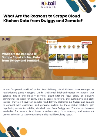 What Are the Reasons to Scrape Cloud Kitchen Data from Swiggy and Zomato