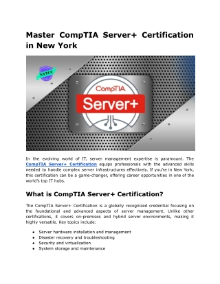 Master CompTIA Server  Certification in New York
