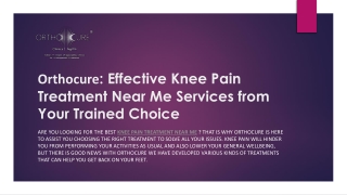 Orthocure Effective Knee Pain Treatment Near Me Services from Your Trained Choice