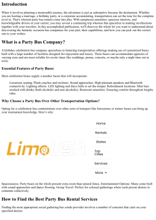 Party Bus Company Spotlight: Finding the Best Services in Your Area