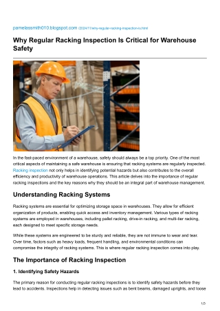 Why Regular Racking Inspection Is Critical for Warehouse Safety