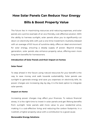 How Solar Panels Can Reduce Your Energy Bills & Boost Property Value