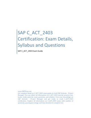 SAP C_ACT_2403 Certification_ Exam Details, Syllabus and Questions