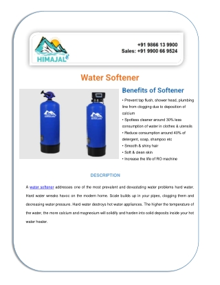 Best Water Softeners manufacturer in Hyderabad - Himajal water purifier
