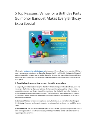 5 Top Reasons Venue for a Birthday Party Gulmohor Banquet Makes Every Birthday Extra Special