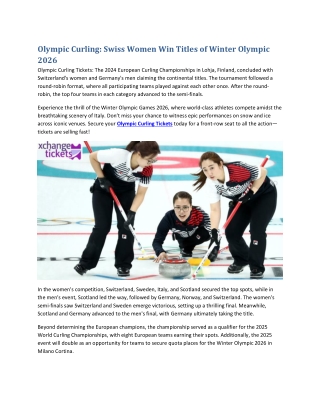 Olympic Curling Swiss Women Win Titles of Winter Olympic 2026