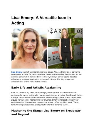 Lisa Emery_ A Versatile Icon in Acting