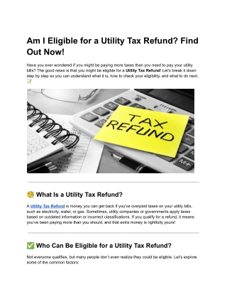 Am I Eligible for a Utility Tax Refund