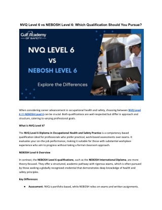 NVQ Level 6 vs NEBOSH Level 6: Which Qualification Should You Pursue?