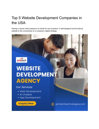 Top 5 Website Development Companies in the USA
