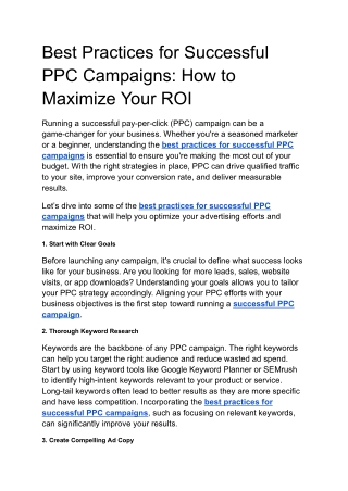 Best Practices for Successful PPC Campaigns: How to Maximize Your ROI