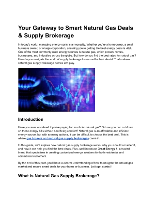 Your Gateway to Smart Natural Gas Deals & Supply Brokerage