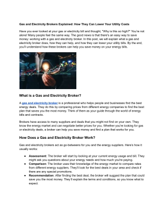 Gas and Electricity Brokers Explained_ How They Can Lower Your Utility Costs