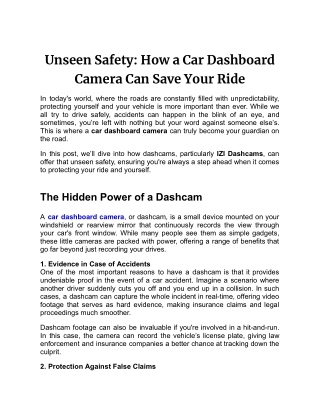 Unseen Safety_ How a Car Dashboard Camera Can Save Your Ride