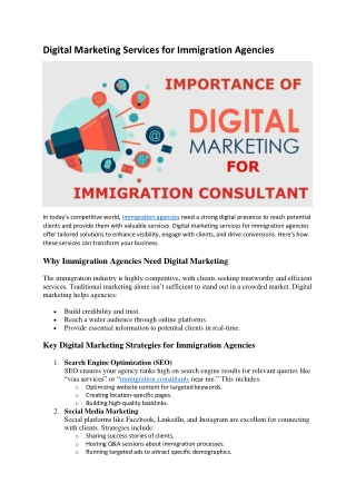 Digital Marketing Services for Immigration Agencies