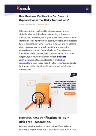 How Business Verification Can Save UK Organisations from Risky Transactions