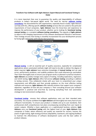 Transform Your Software with Agile Advisors: