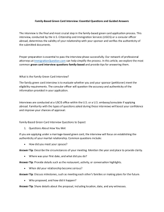 Family-Based Green Card Interview- Essential Questions and Guided Answers
