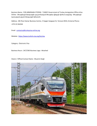 FOR ARMENIAN CITIZENS - TURKEY  Government of Turkey Immigration Office eVisa On