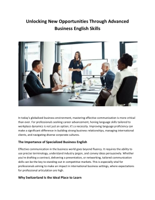 Unlocking New Opportunities Through Advanced Business English Skills