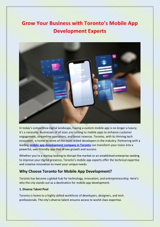 Grow Your Business with Toronto’s Mobile App Development Experts