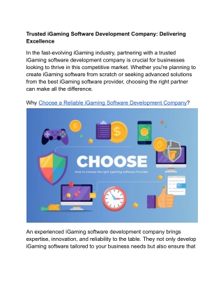 Leading iGaming Software Development Company for Innovative Solutions