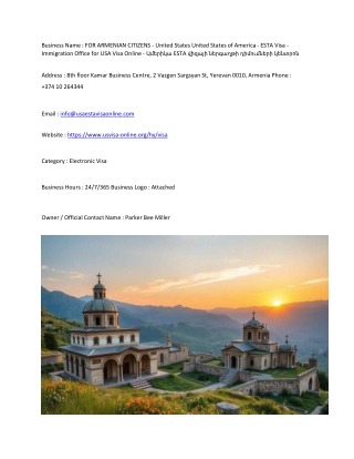 FOR ARMENIAN CITIZENS - United States  United States of America - ESTA Visa - Im