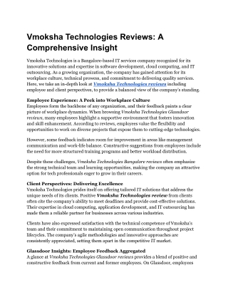 Vmoksha Technologies Reviews_ A Comprehensive Insight