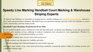 Speedy Line Marking Handball Court Marking & Warehouse Striping Experts