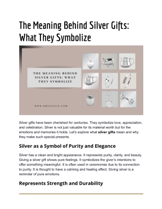 The Meaning Behind Silver Gifts: What They Symbolize