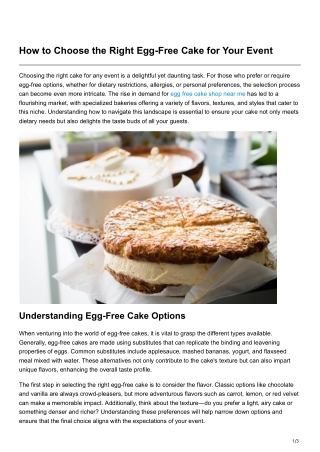 How to Choose the Right Egg-Free Cake for Your Event