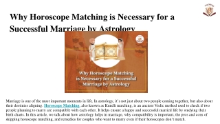 Why Horoscope Matching is Necessary for a Successful Marriage by Astrology